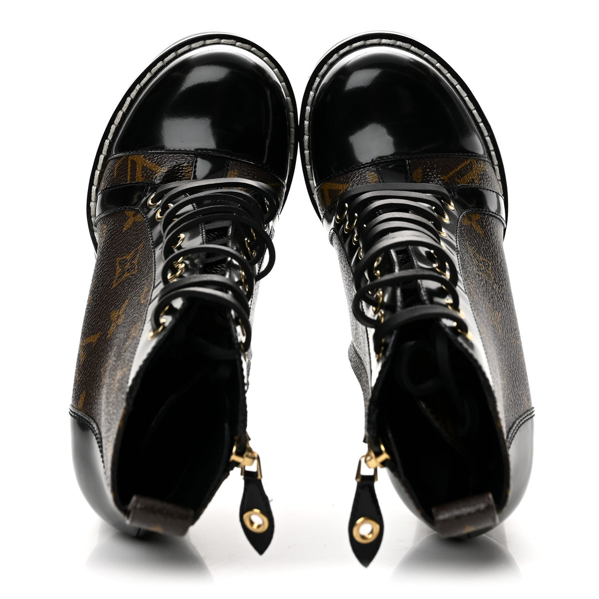 Patent Calfskin Monogram Star Trail Ankle Boots 36 Black