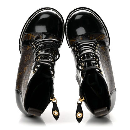 Louis Vuitton Patent Calfskin Monogram Star Trail Ankle Boots 36 Black 2 of 11