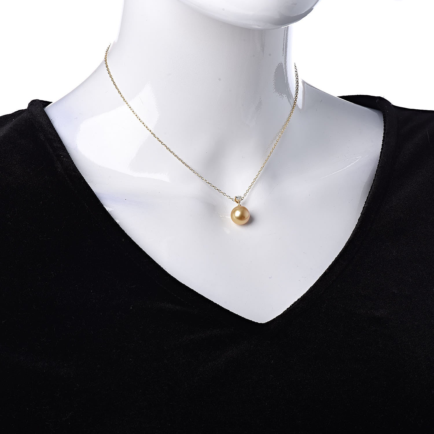Mikimoto 18K Yellow Gold Diamond Golden South Sea Pearl 10mm Drop Pendant Necklace 2 of 5