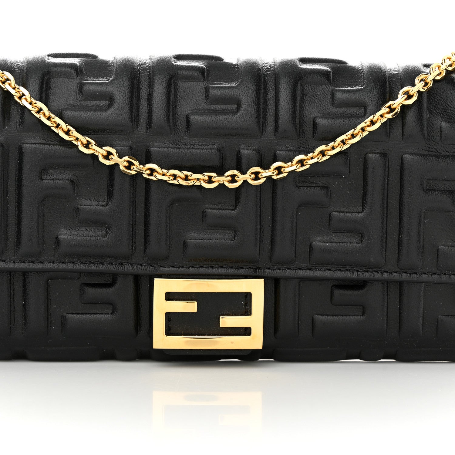 Fendi Nappa Matisse FF Embossed Continental Wallet On Chain Black 8 of 10