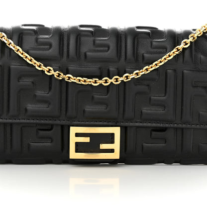 Fendi Nappa Matisse FF Embossed Continental Wallet On Chain Black 8 of 10
