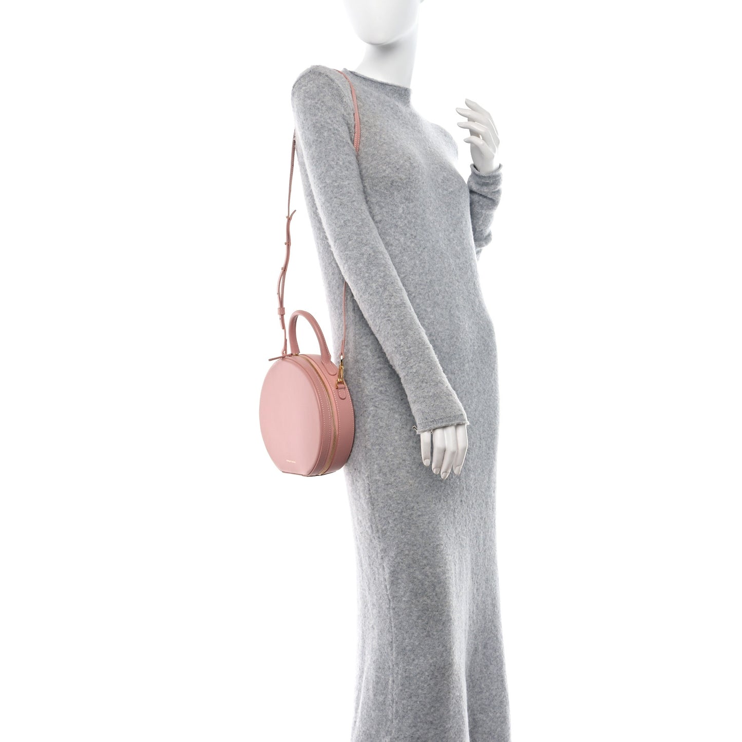 Calfskin Circle Crossbody Bag Light Pink