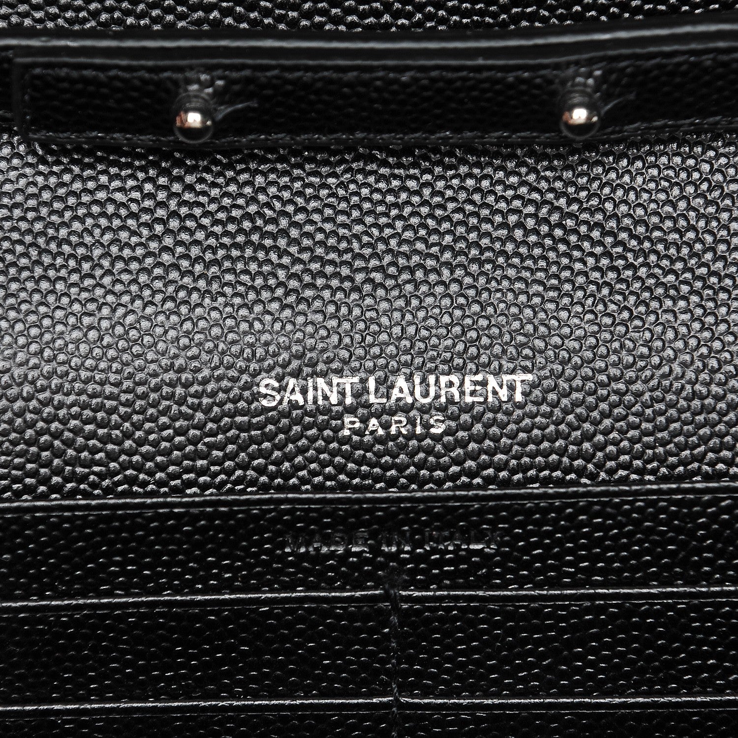 Saint Laurent Grain De Poudre Matelasse Chevron Monogram Chain Wallet Black 6 of 7