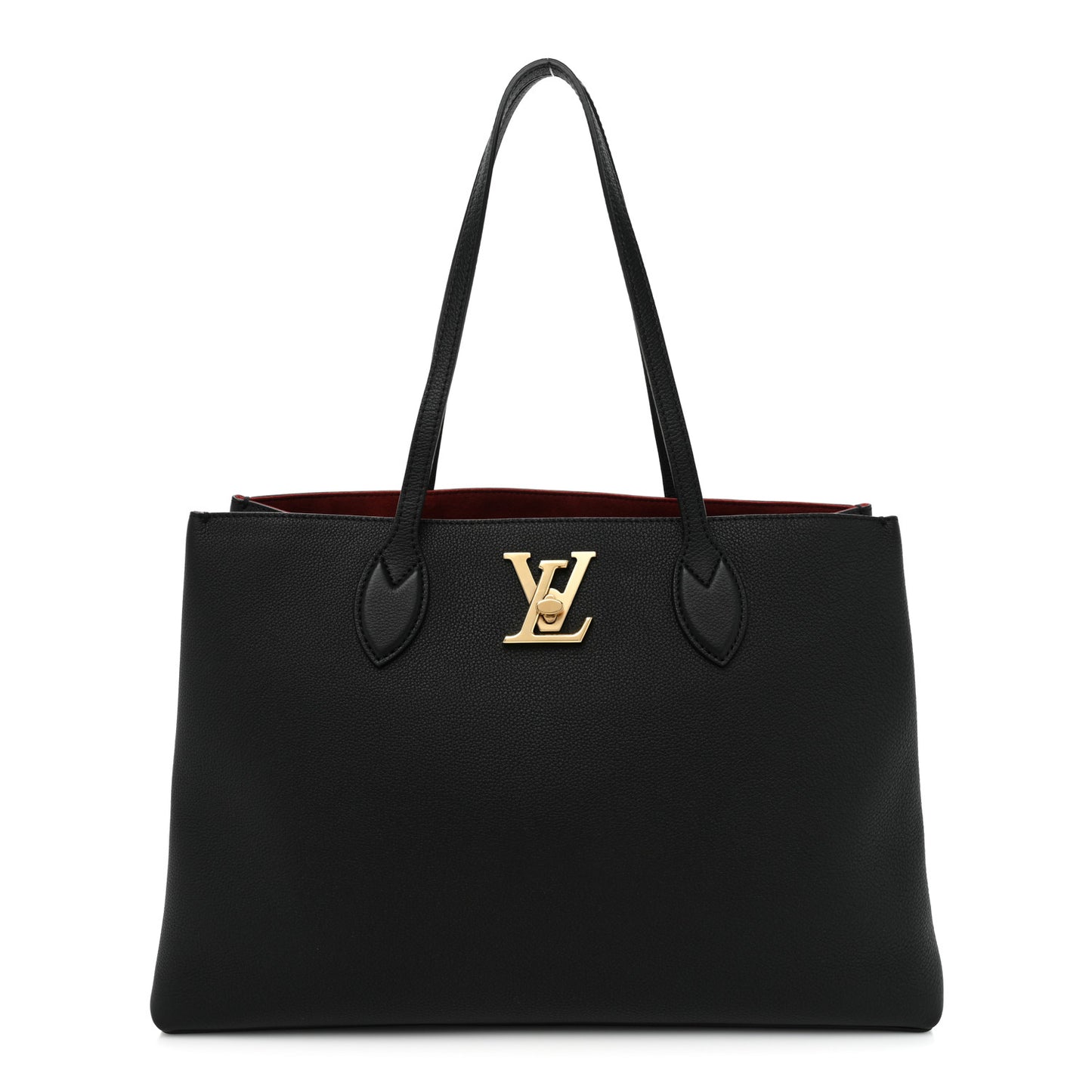 Grained Calfskin Lockme Shopper Black