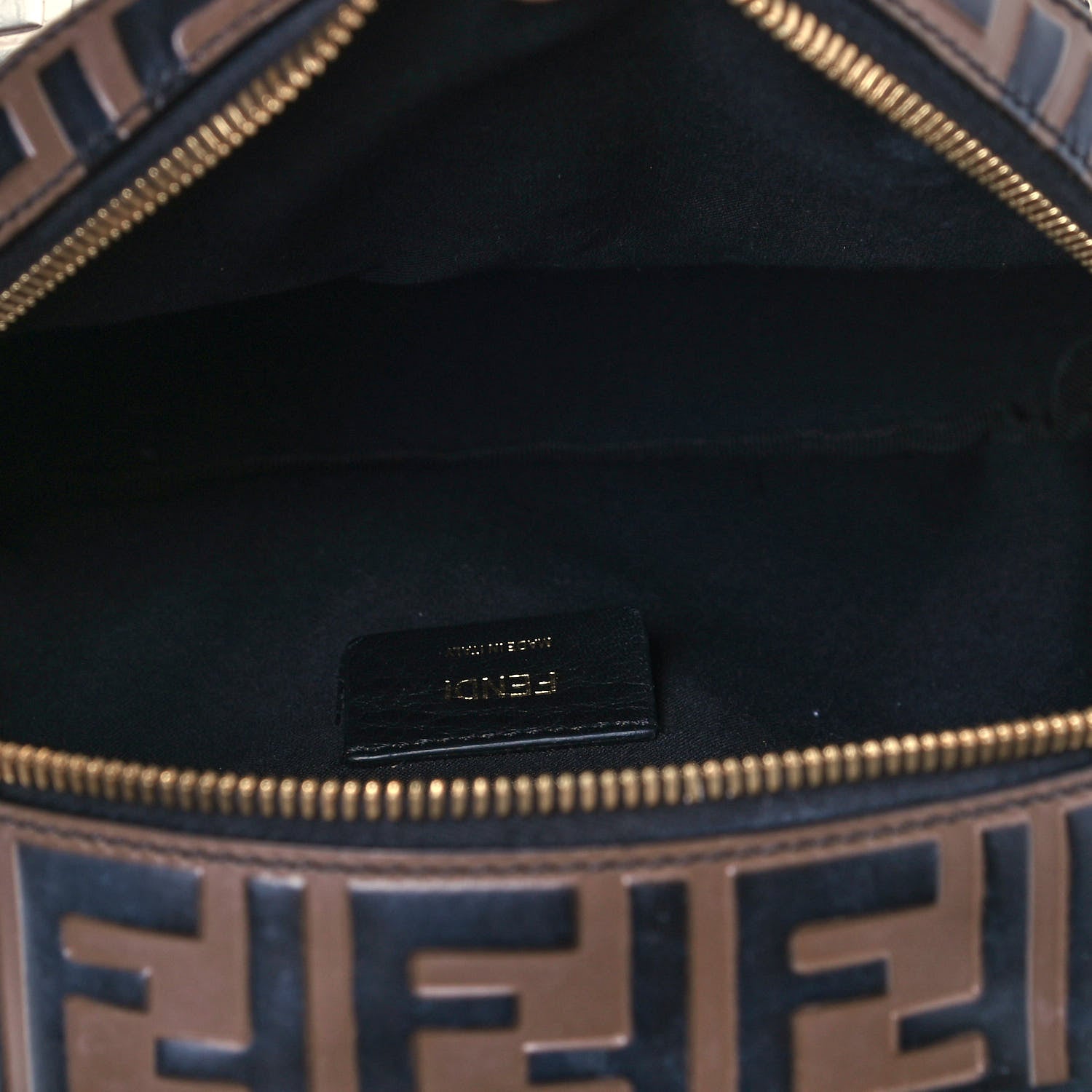 Fendi Vitello Bi-Color FF 1974 Embossed Mini Backpack Maya Black 4 of 12