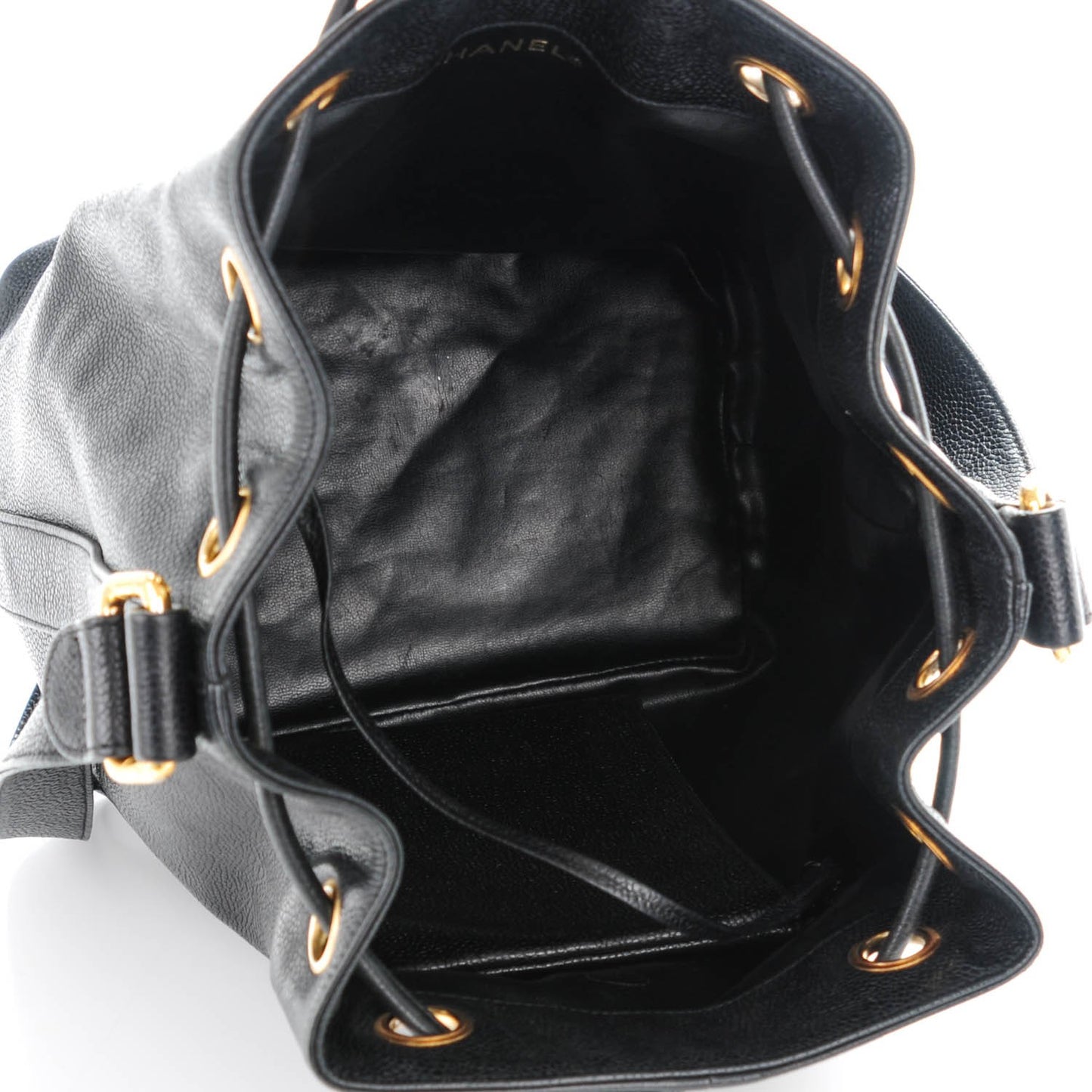 Caviar CC Drawstring Shoulder Bag Black