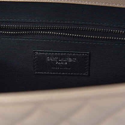 Saint Laurent Grain De Poudre Large Tri-Quilt Monogram Satchel Dark Beige 6 of 10