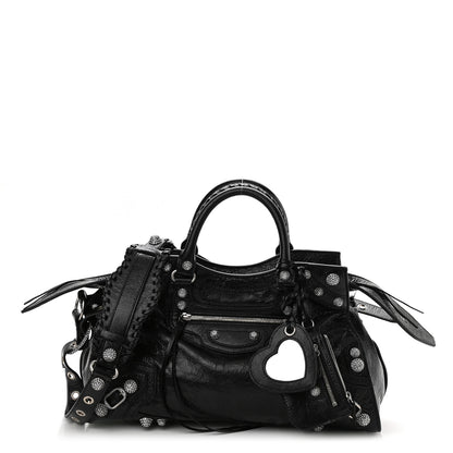 Balenciaga Agneau Arena Crystal Neo Cagole City Handbag Black 1 of 10