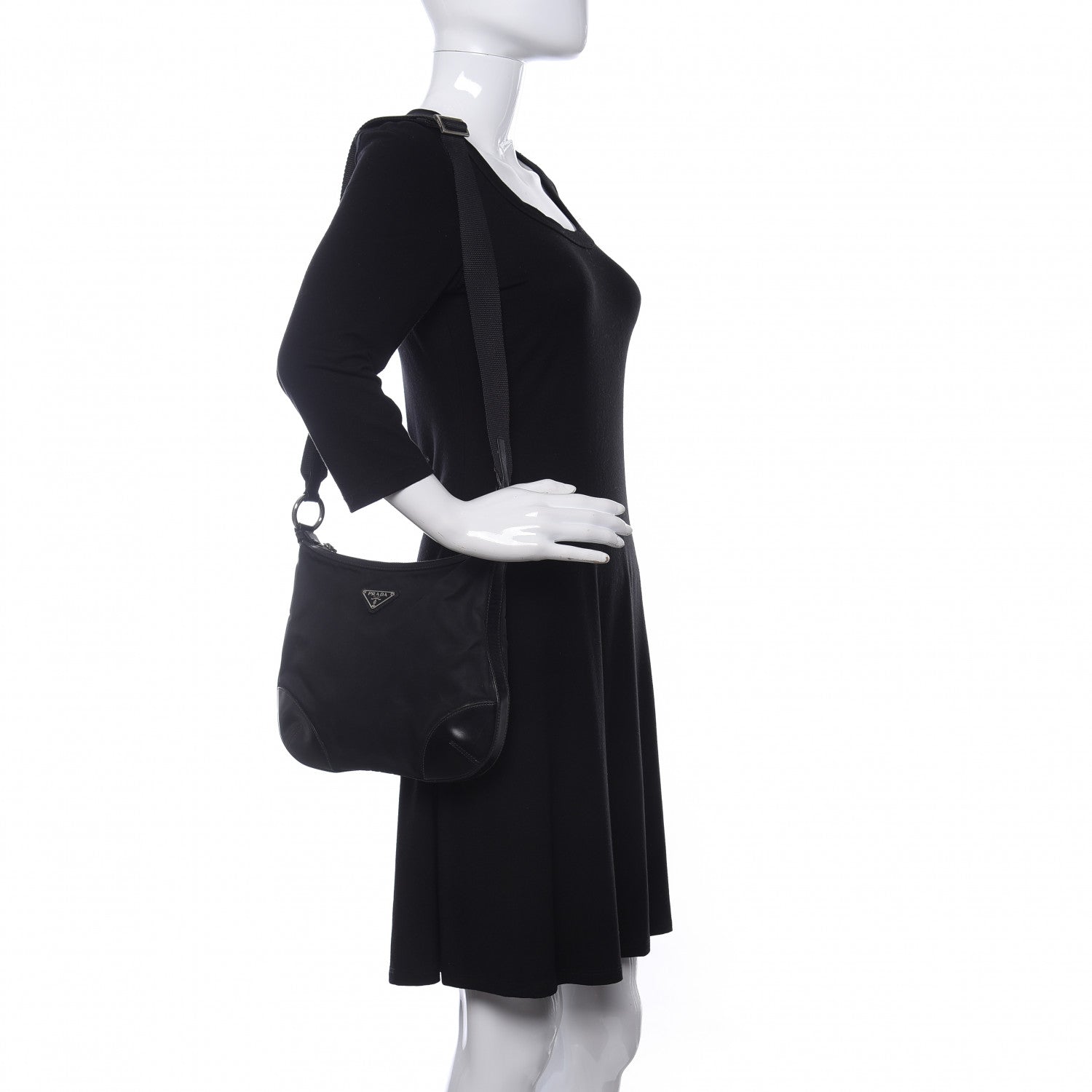 Prada Tessuto Nylon Calfskin Flat Messenger Bag Black 2 of 9