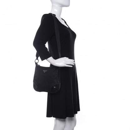 Prada Tessuto Nylon Calfskin Flat Messenger Bag Black 2 of 9