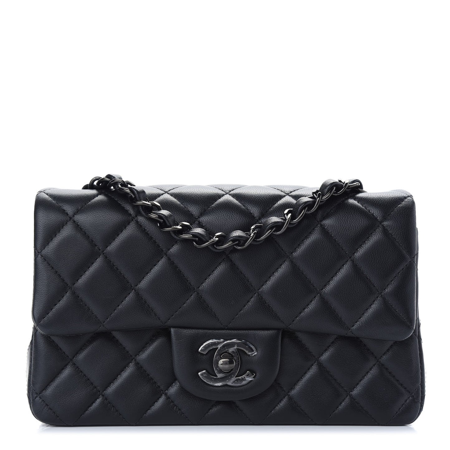 Lambskin Quilted Mini Rectangular Flap So Black