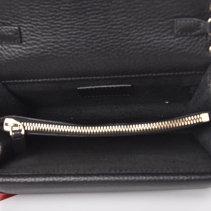 Valentino Garavani Pebbled Calfskin Rockstud Wallet on Chain Black 5 of 7