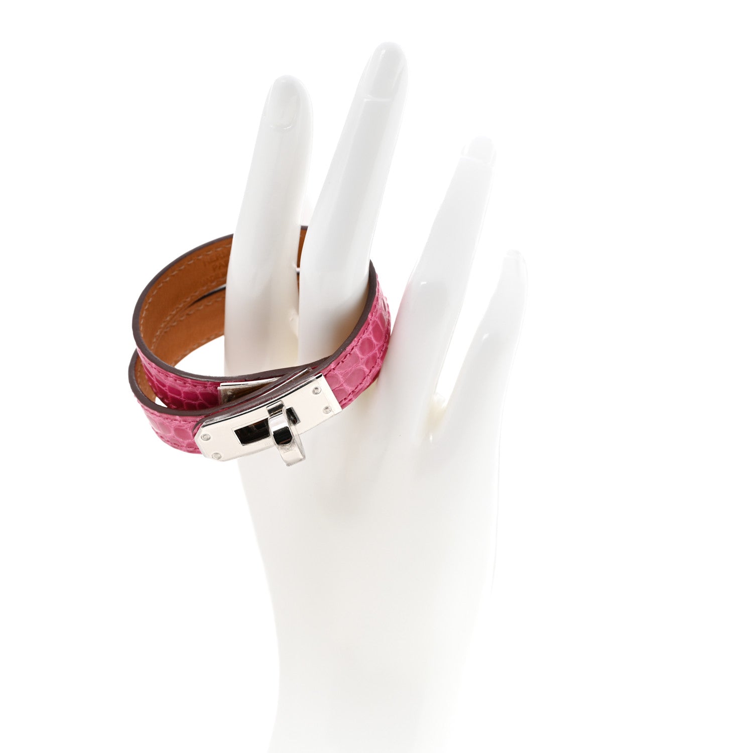Hermes Shiny Alligator Kelly Double Tour Bracelet S Fuchsia 2 of 5
