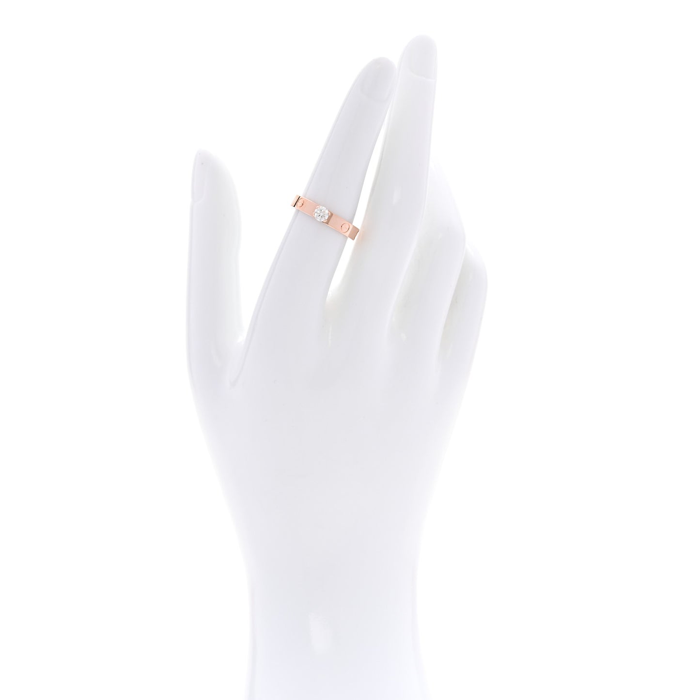 18K Pink Gold Diamond .24ct LOVE Solitaire Engagement Ring 53 6.5