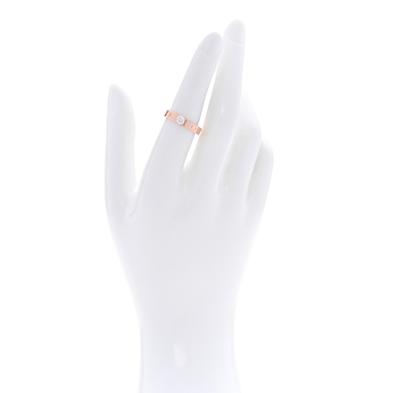 Cartier 18K Pink Gold Diamond .24ct LOVE Solitaire Engagement Ring 53 6.5 2 of 5