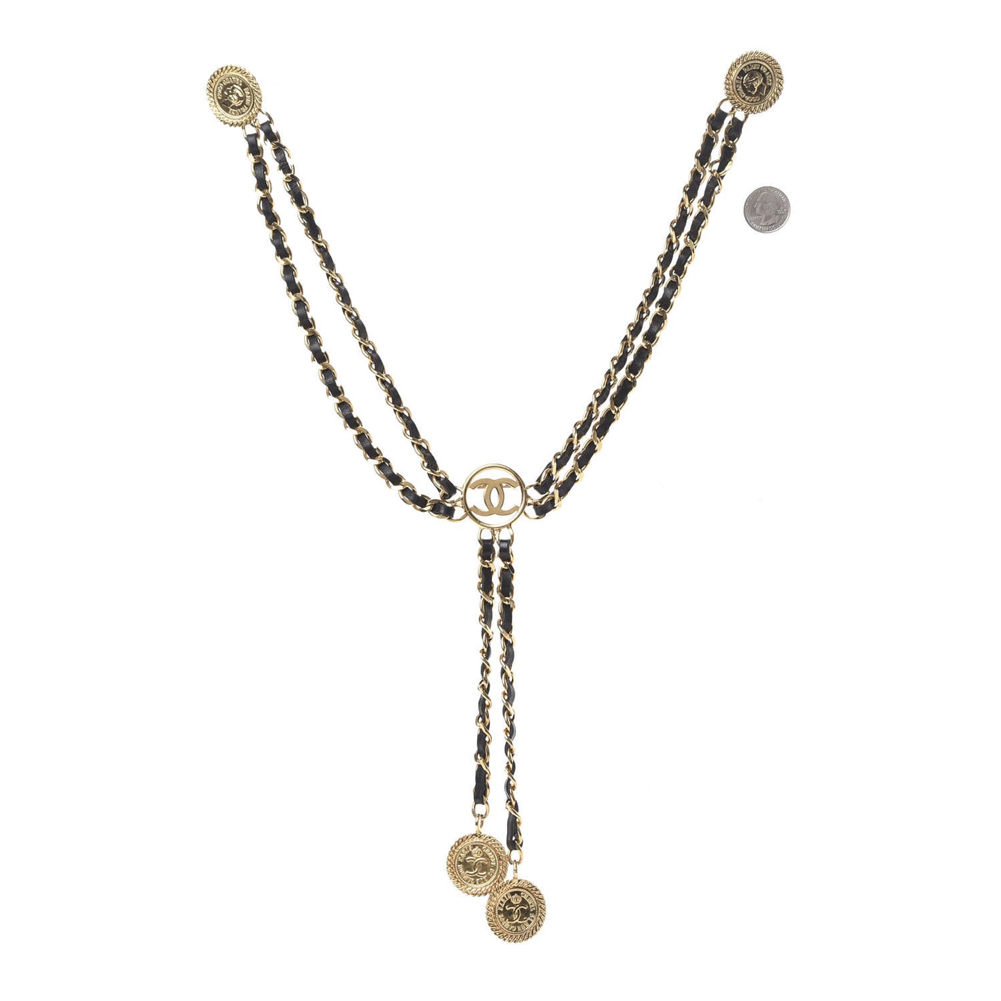 Lambskin Multi Strand Medallion Brooch Gold
