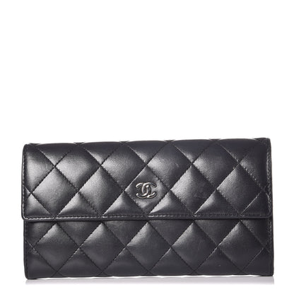Chanel Lambskin Quilted Large Gusset Flap Wallet Black 1 of 10