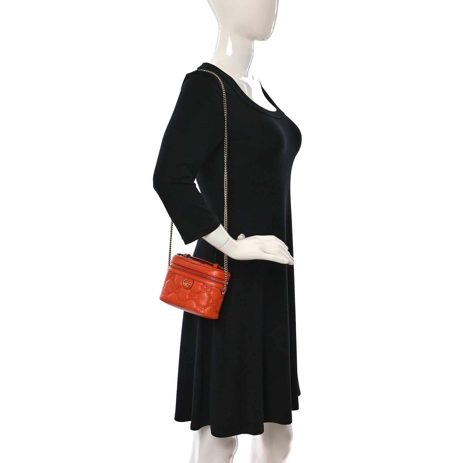Gucci Calfskin GG Matelasse Mini Top Handle Bag Deep Orange 2 of 9