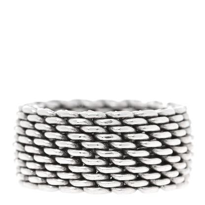 Tiffany Sterling Silver Somerset Mesh Ring 53 6.5 3 of 4