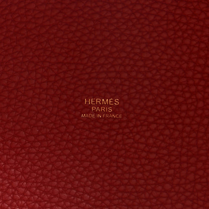 Hermes Taurillon Clemence Picotin Lock 22 MM Rouge Casaque 6 of 9