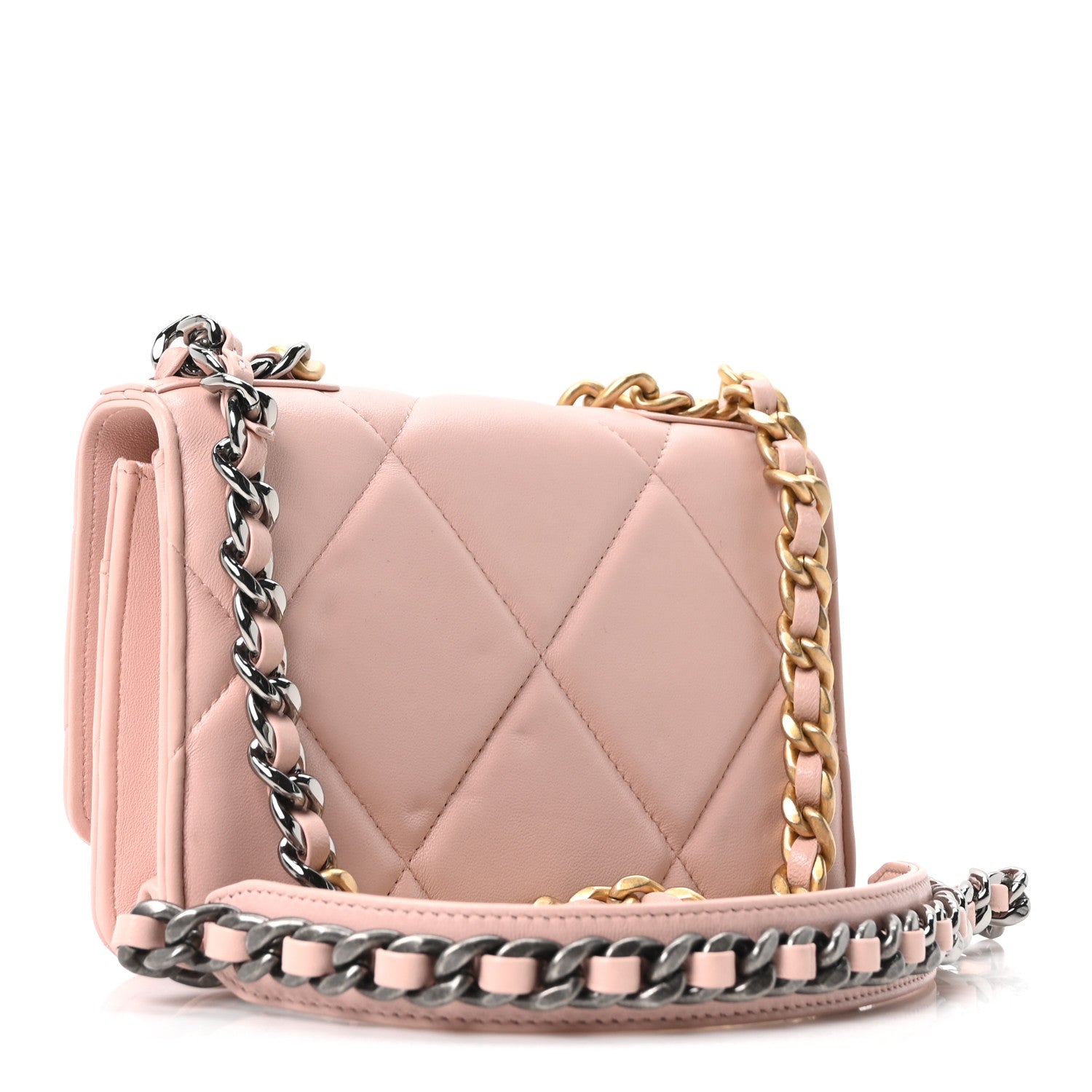 Chanel Lambskin Quilted Chanel 19 Wallet On Chain WOC Light Pink 3 of 11
