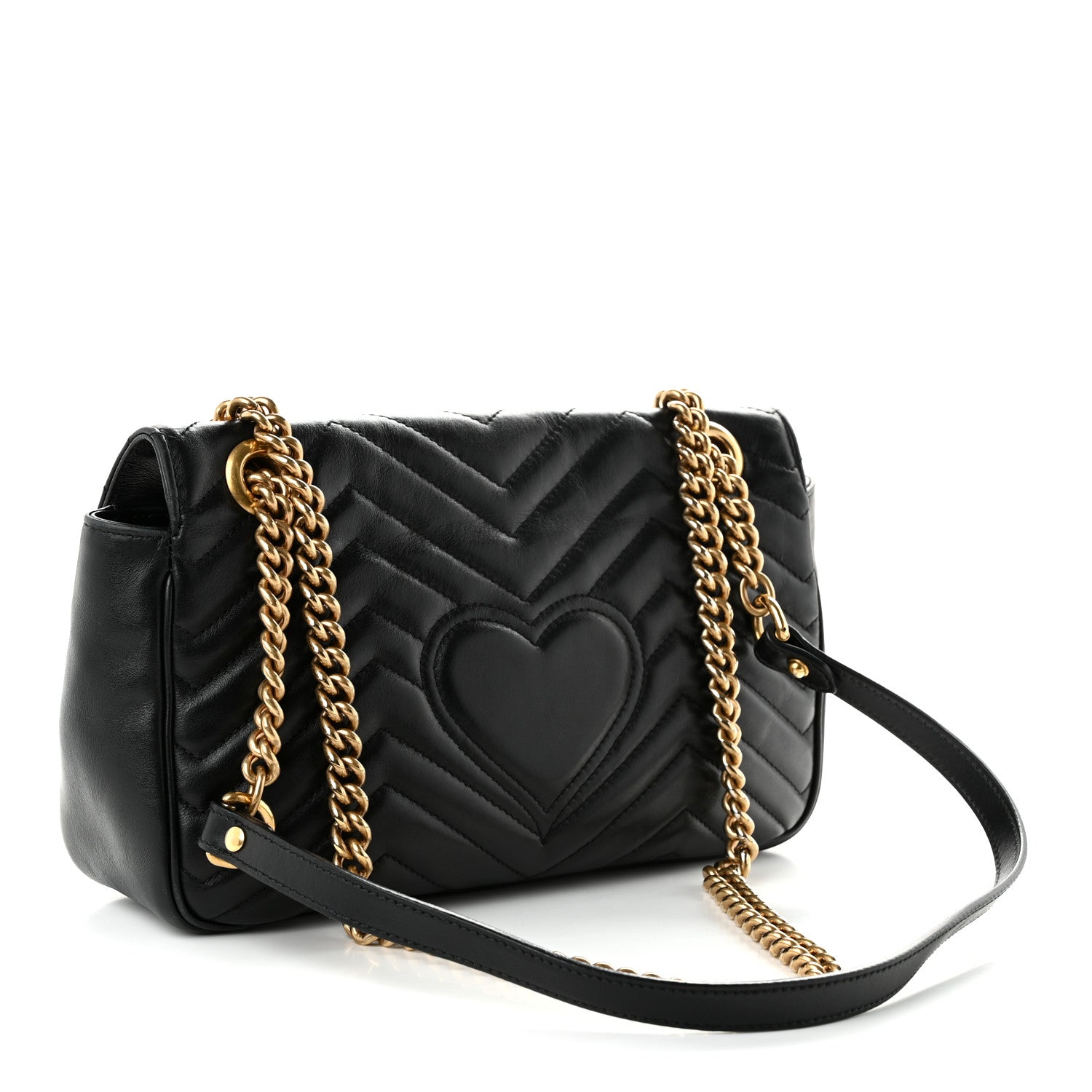 Gucci Calfskin Matelasse Small GG Marmont Shoulder Bag Black 3 of 12