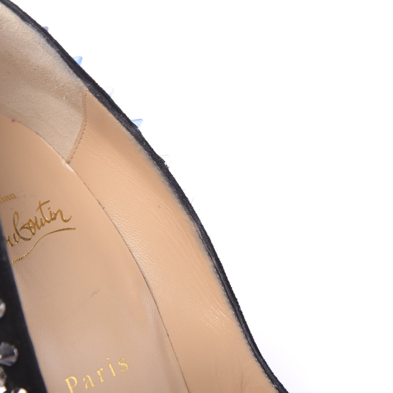 Christian Louboutin Suede Follies Spikes 100 Pumps 37 Black 9 of 15