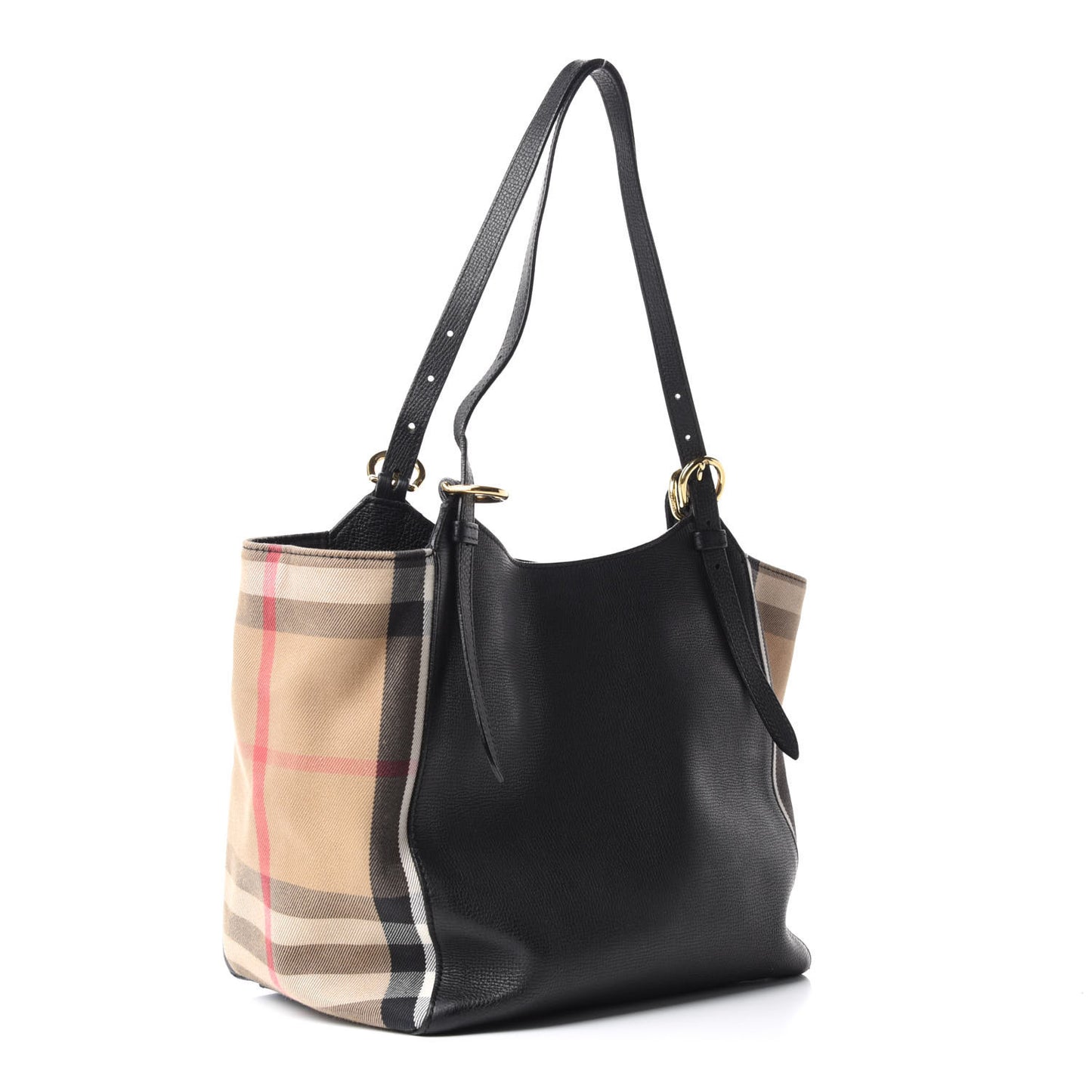 Grainy Calfskin House Check Small Canterbury Black