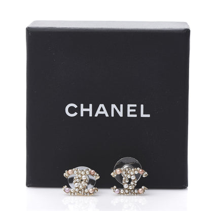 Chanel Pearl Crystal CC Charms Stud Earrings Light Gold Pink 5 of 5