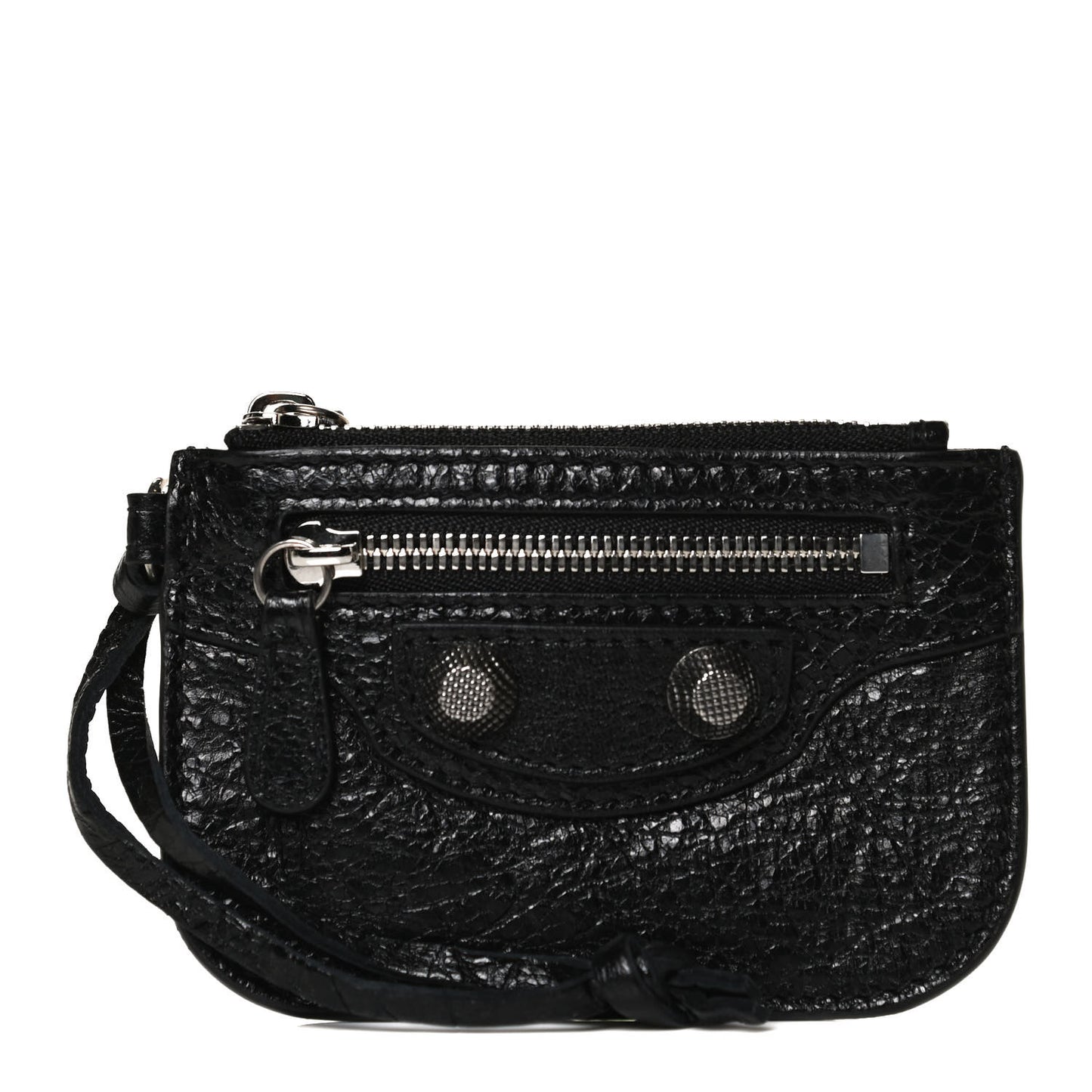 Agneau Giant 12 Silver Hardware Coin Purse Black