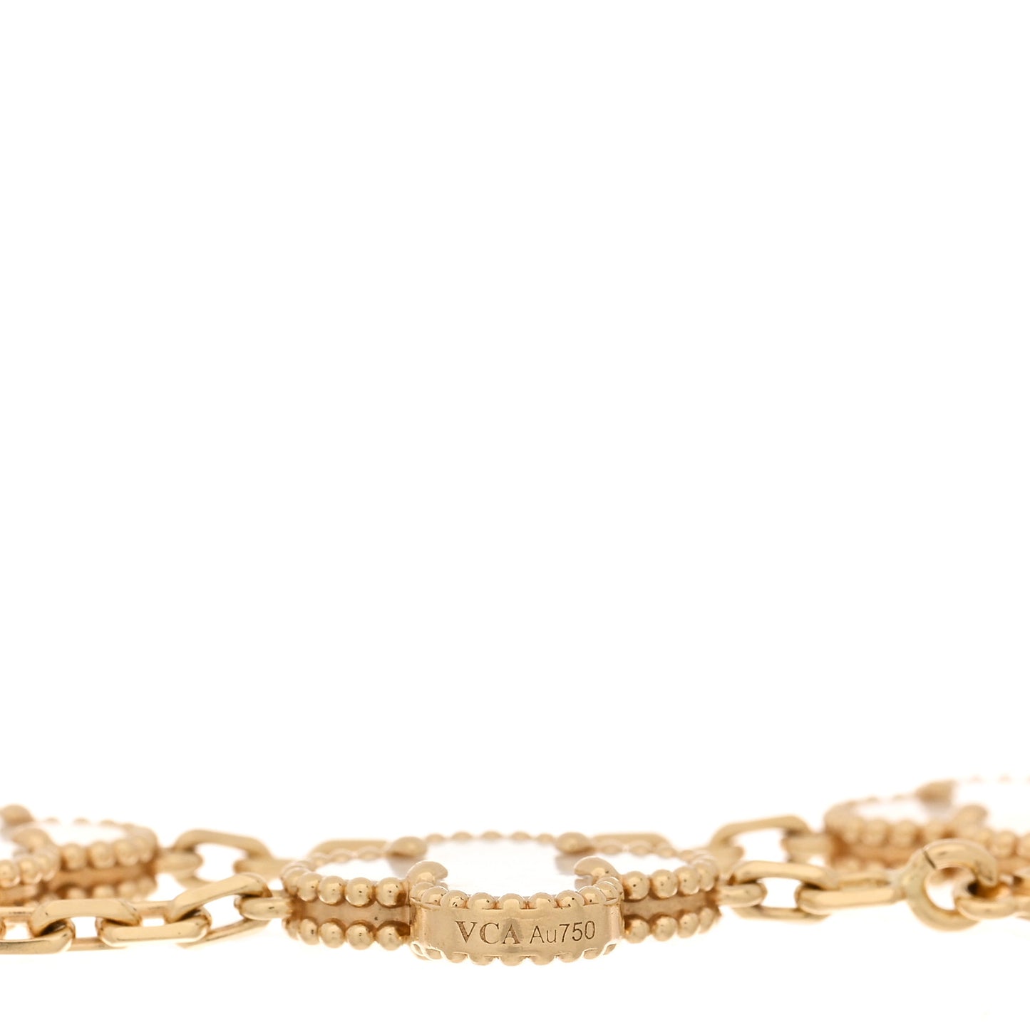 18K Yellow Gold Mother of Pearl 5 Motifs Vintage Alhambra Bracelet
