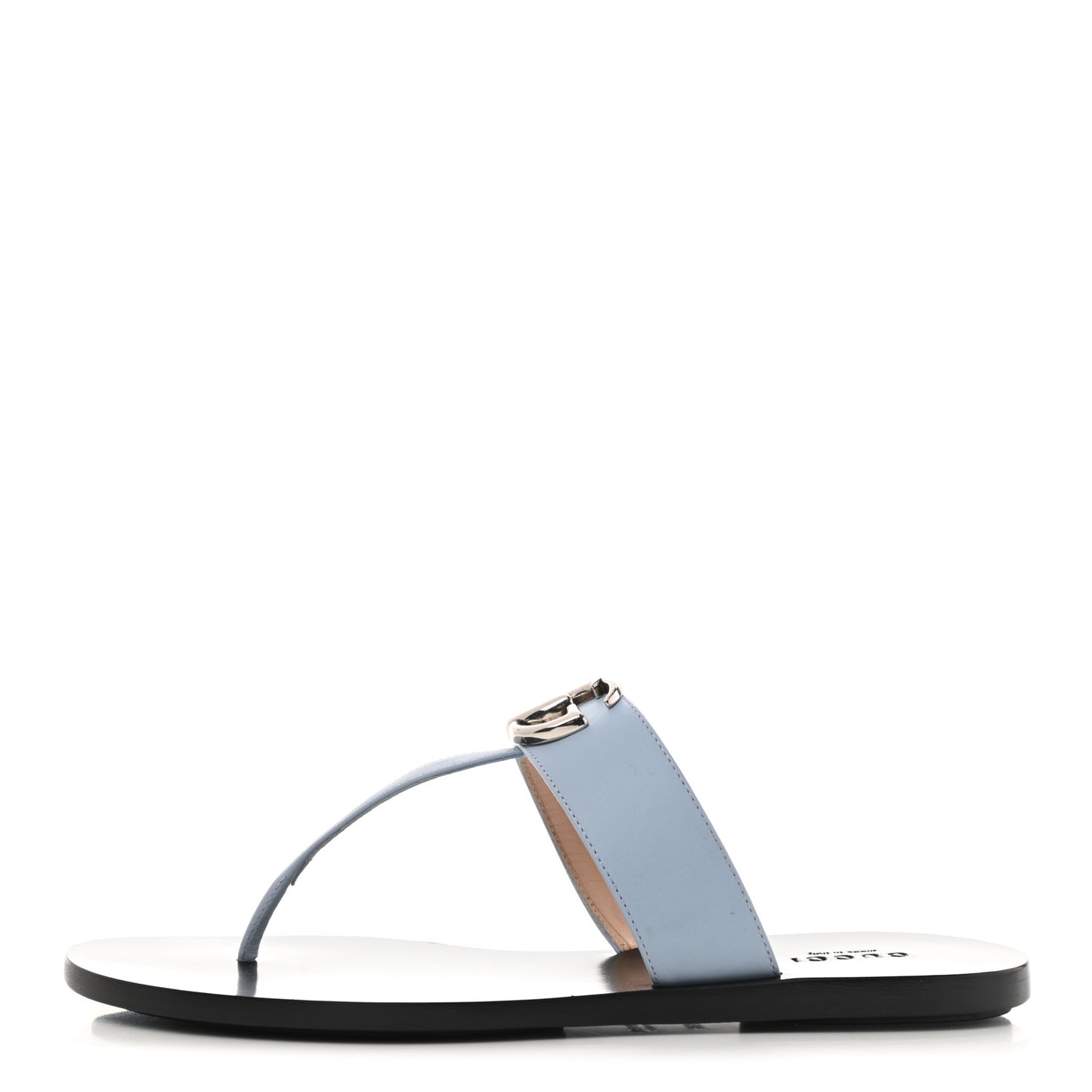Calfskin GG Marmont Thong Sandals 36.5 Porcelain Light Blue