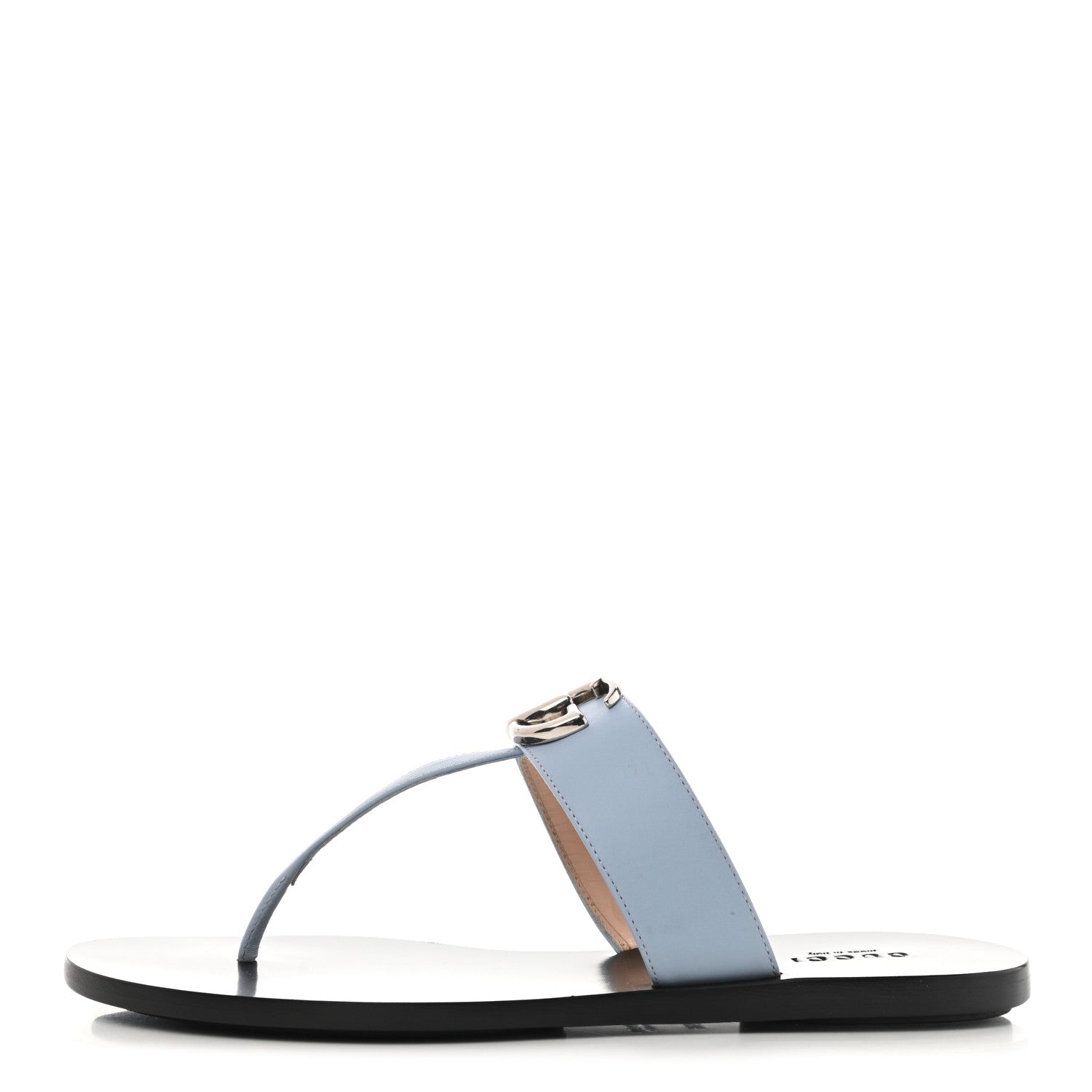 Gucci Calfskin GG Marmont Thong Sandals 36.5 Porcelain Light Blue 1 of 8