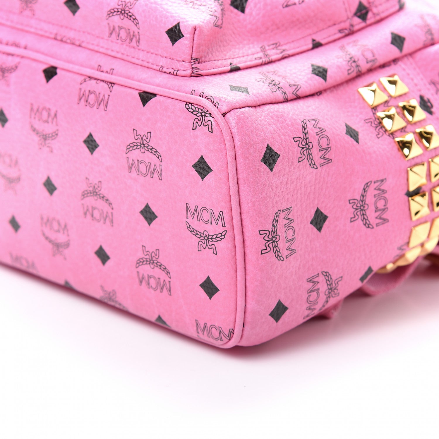 MCM Visetos Small Side Stud Stark Backpack Pink 6 of 9