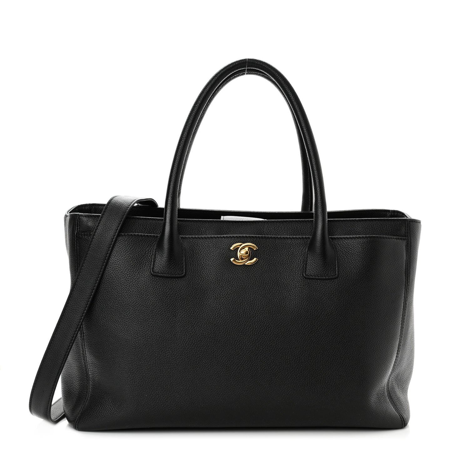 Calfskin Cerf Executive Shopper Tote Black