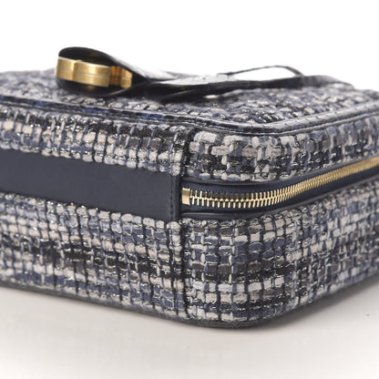 Chanel Tweed Snakeskin Quilted Medium CC Filigree Vanity Case Black Ecru Silver 6 of 10