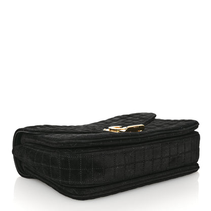 Celine Suede Quilted Medium C Bag Black 4 of 9