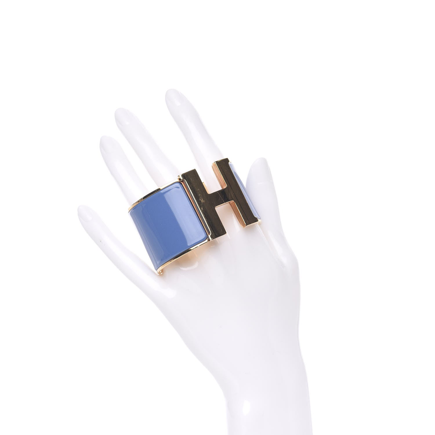 Hermes Enamel Extra Wide Clic Clac H Bracelet GM Bleu Turquin 2 of 5