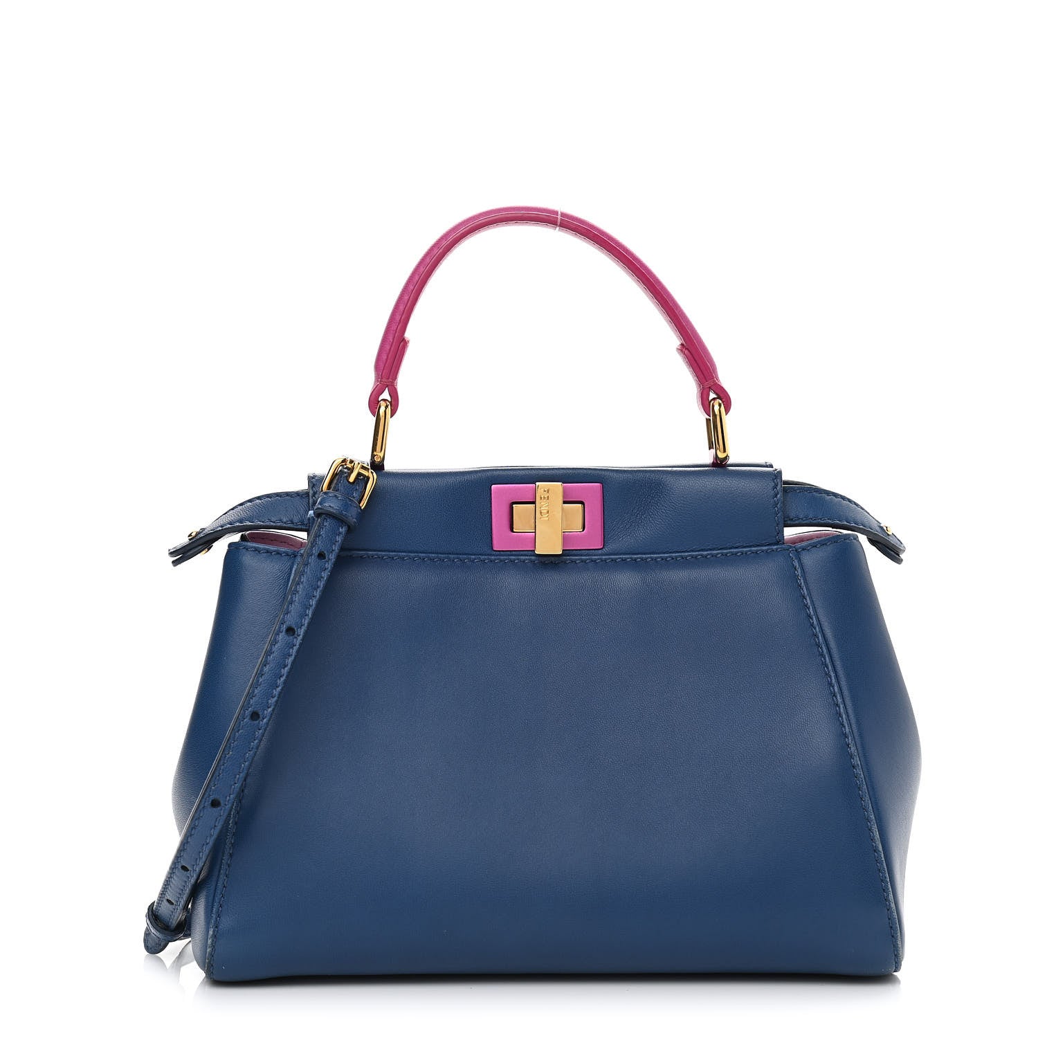 Fendi Nappa Colorblock Mini Peekaboo Iconic Satchel Iris Magenta Bubblegum 1 of 10