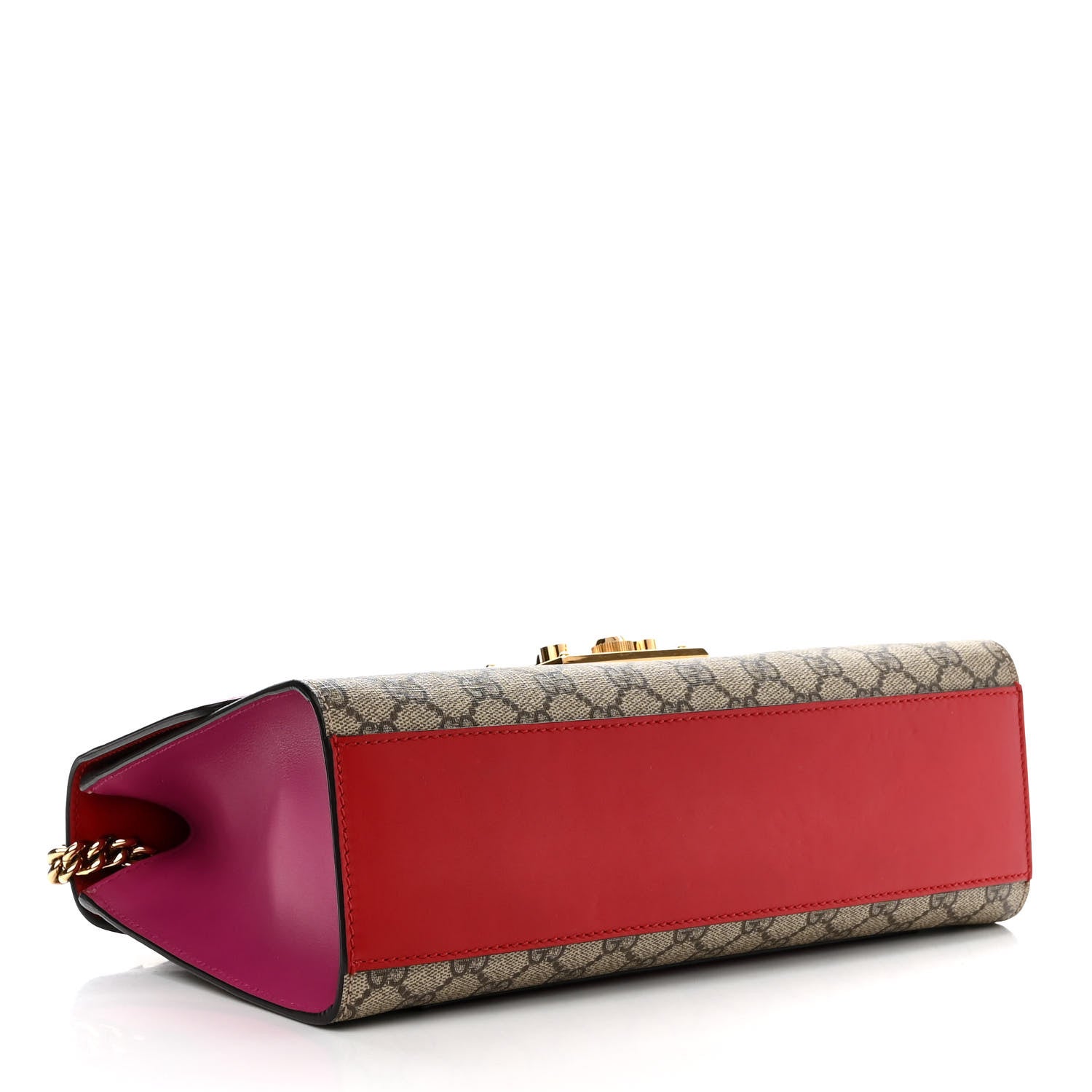Gucci GG Supreme Monogram Calfskin Medium Padlock Shoulder Bag Beige Hibiscus Red New Rosette 4 of 10