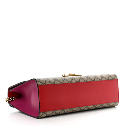 Gucci GG Supreme Monogram Calfskin Medium Padlock Shoulder Bag Beige Hibiscus Red New Rosette 4 of 10