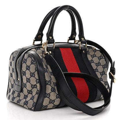 Gucci Monogram Vintage Web Small Boston Navy 3 of 10