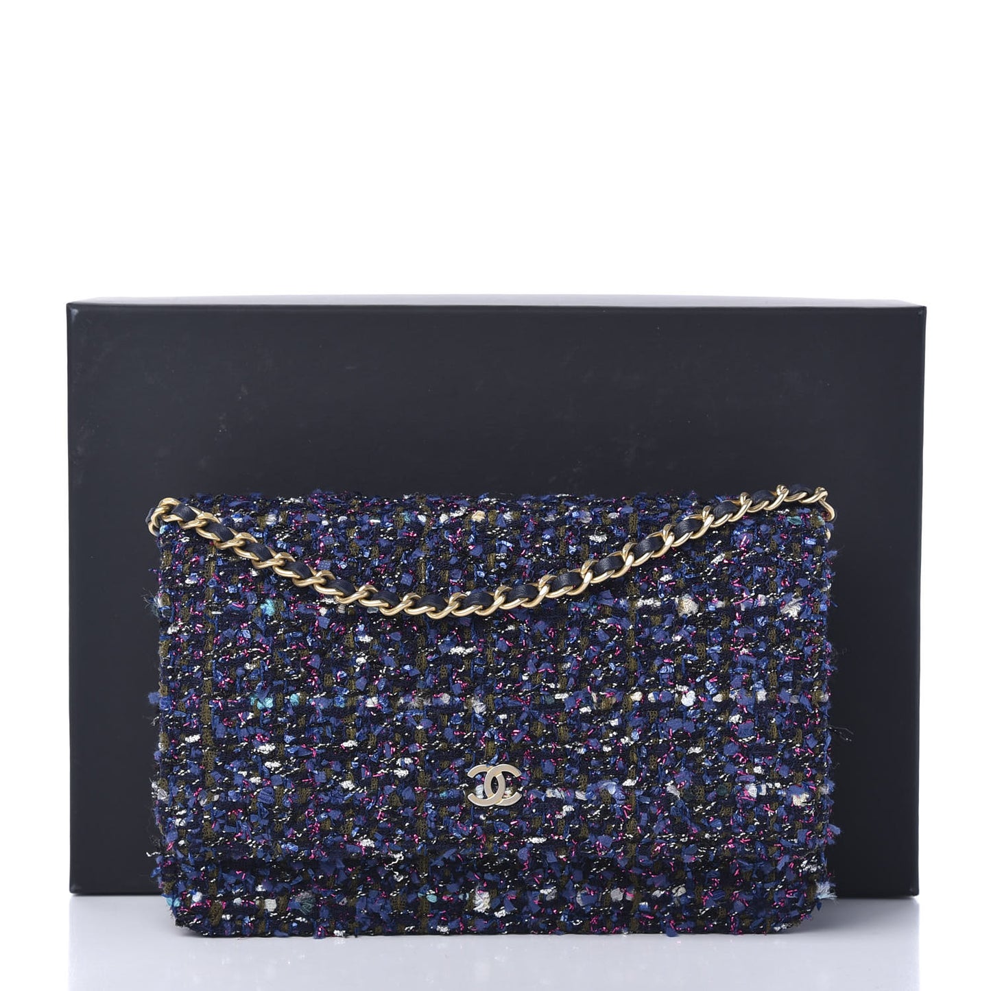 Tweed Charms Wallet On Chain WOC Blue Purple Khaki Pink