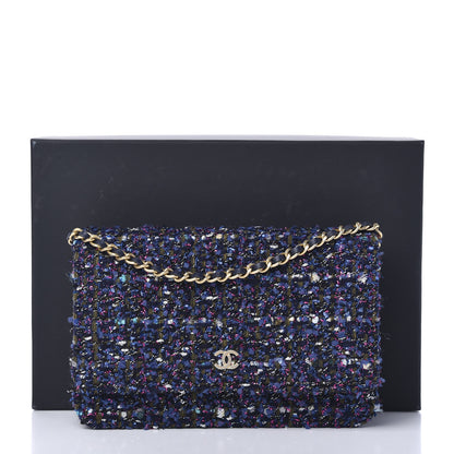 Chanel Tweed Charms Wallet On Chain WOC Blue Purple Khaki Pink 12 of 12