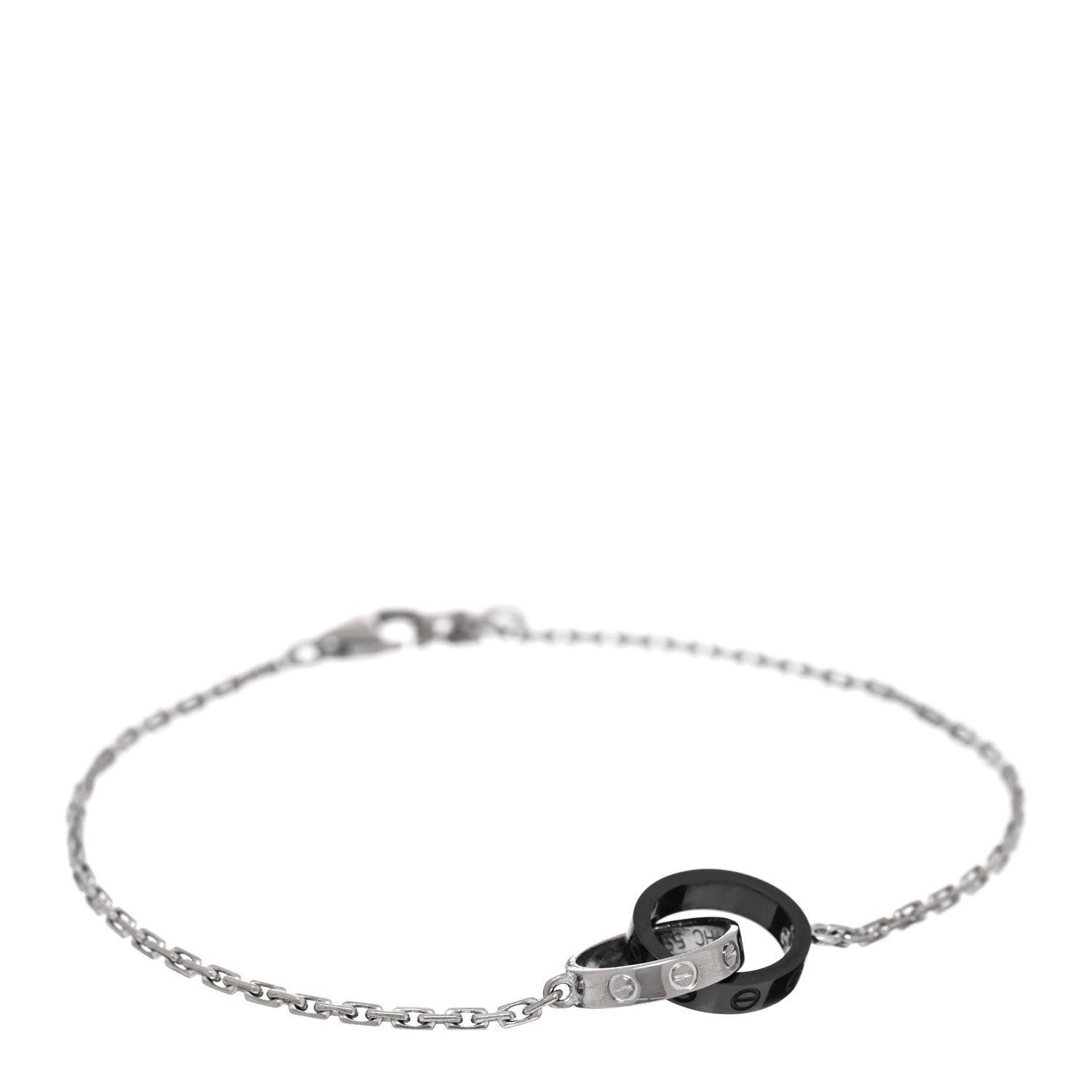 Cartier 18K White Gold Black Ceramic Interlocking LOVE Bracelet 1 of 3