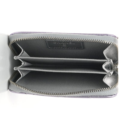 Chanel Gradient Metallic Calfskin Quilted Zip Around Coin Purse Wallet Silver Blue Yellow Purple 5 of 7
