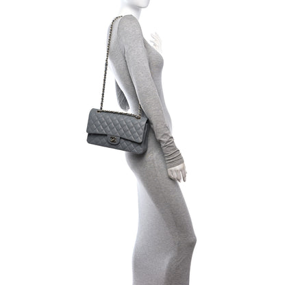 Chanel Caviar Quilted Medium Double Flap Grey 2 of 12