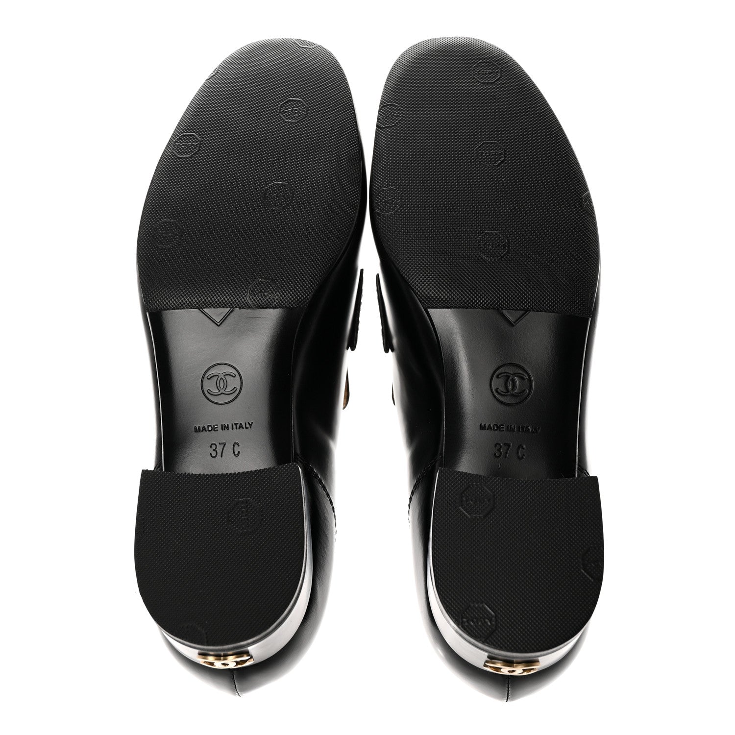 Chanel Shiny Calfskin Logo Loafers 37 Black 6 of 13