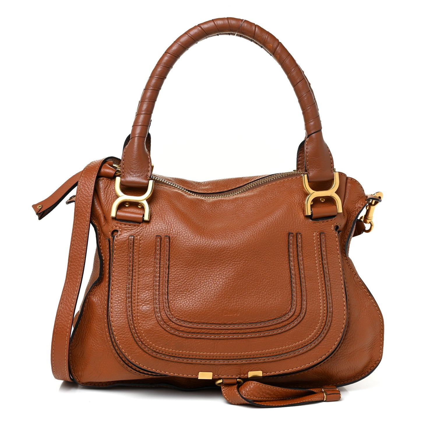 Calfskin Small Marcie Satchel Tan