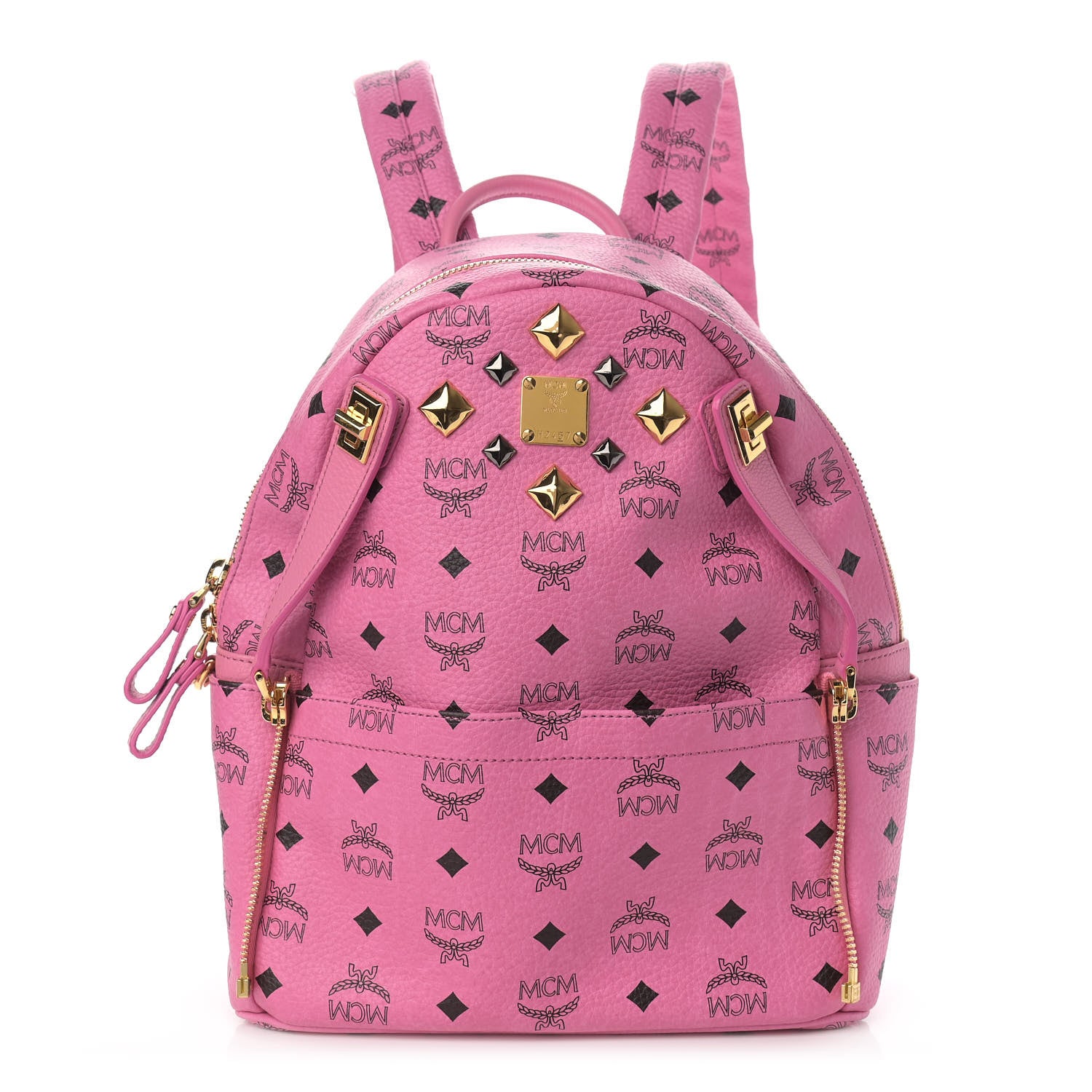 MCM Visetos Studded Small Dual Stark Backpack Pink 3 of 11
